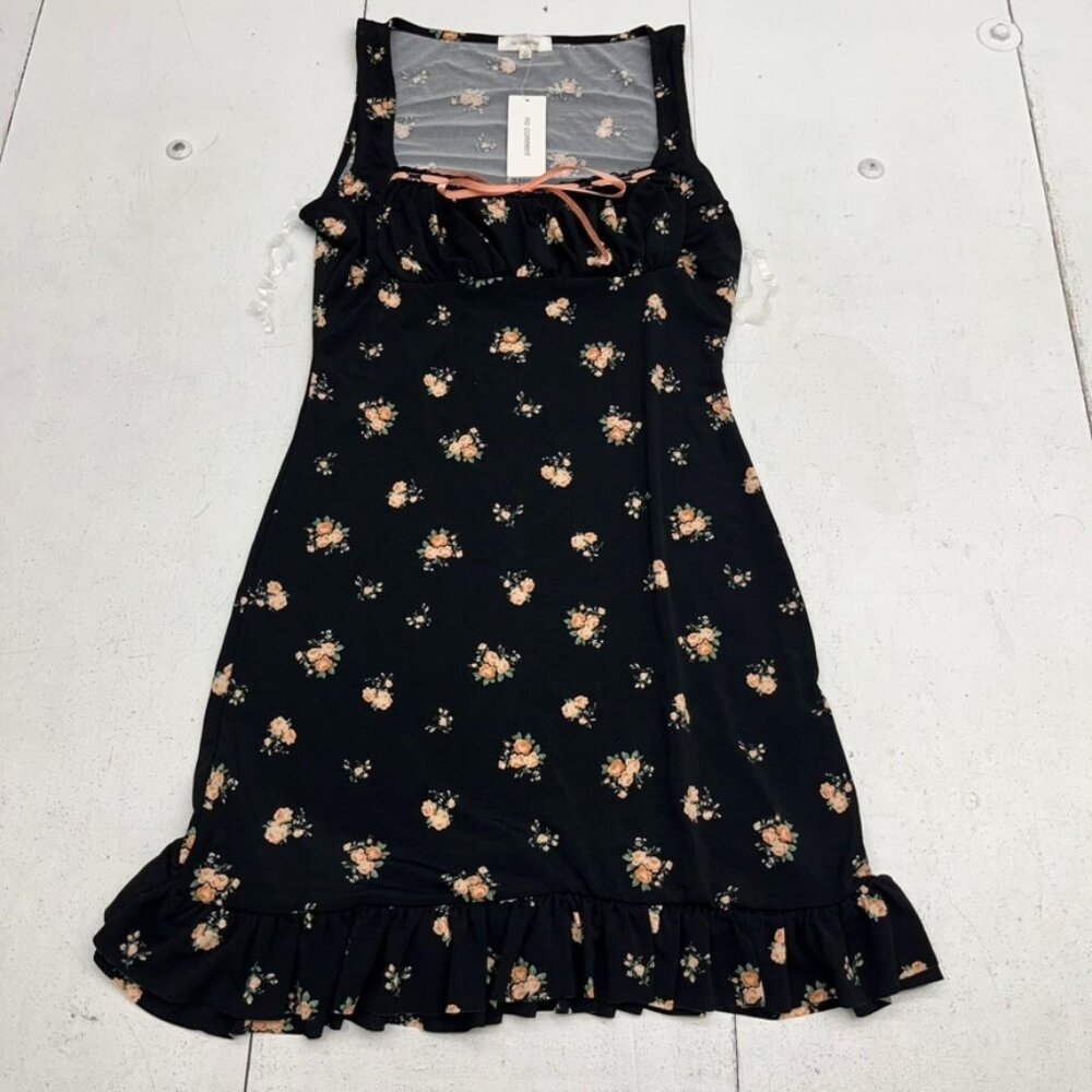 No Comment Black Floral Sleeveless Square-Neck Mini A-Line Dress